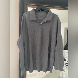 Eddie Bauer Men's Charcoal Long Sleeve Polo